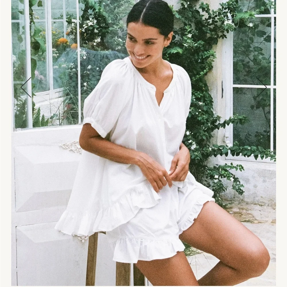 Floral White Ruffle Sleepwear Set - Picture 3 of 7